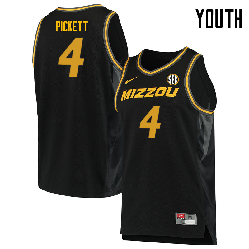 Youth #4 Javon Pickett Missouri Tigers College Basketball Jerseys Sale-Black - Click Image to Close